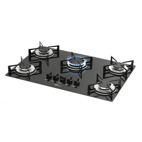 Cooktop 5 Bocas À Gás Fischer 1642-6985 Acendimento Superautomático e Mesa de Vidro Preto - Bivolt