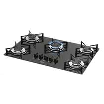 Cooktop 5 Bocas À Gás Fischer 1642-6985 Acendimento Superautomático e Mesa de Vidro Preto - Bivolt