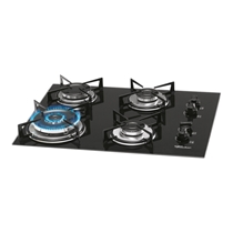 Cooktop 4 Bocas a Gás Fischer 9788 - 12916 Tripla Chama Preto Ébano - Bivolt