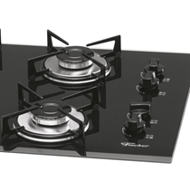 Cooktop 4 Bocas a Gás Fischer 9788 - 12916 Tripla Chama Preto Ébano - Bivolt