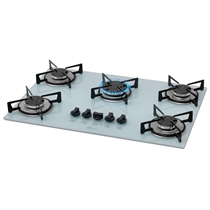 Cooktop 5 Bocas À Gás Fischer 1642-6986 com Mesa de Vidro e Acendimento Superautomático Branco - Bivolt