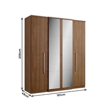 Guarda-Roupa Casal THB Splendore Plus Glass 4 Portas e 2 Gavetas com Espelho