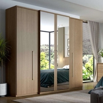 Guarda-Roupa Casal THB Splendore Plus Glass 4 Portas e 2 Gavetas com Espelho