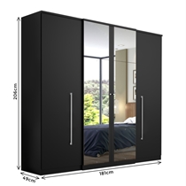 Guarda-Roupa Casal THB Splendore Plus Glass 4 Portas e 2 Gavetas com Espelho