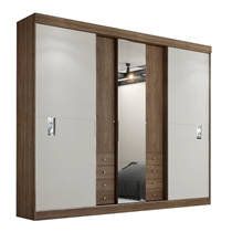 Guarda-Roupa Casal THB Sognare Glass 5 Portas 8 Gavetas com Espelho