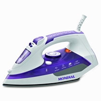 Ferro à Vapor Mondial Ceramic Express F-40 com Base Cerâmica e Vapor Vertical Roxo/Branco