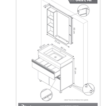 Gabinete para Banheiro com Pés Espelheira Nicho e Cuba Balcony Grécia