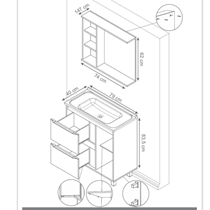 Gabinete para Banheiro com Pés Espelheira e Cuba Balcony Viena