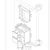 Gabinete para Banheiro com Pés Cuba embutida e Espelheira Balcony Viena 65