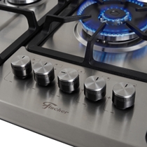 Cooktop 5 Bocas à Gás Fischer Infinity 23678-54121 com Chama Tripla e Acendimento Superautomático Inox Escovado – Bivolt