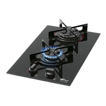 Cooktop 2 Bocas À Gás Fischer Fit Line com Mesa de Vidro Temperado e Acendimento Superautomático Preto - Bivolt