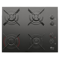 Cooktop 4 Bocas À Gás Fischer Fit Line com Mesa de Vidro Temperado e Acendimento Superautomático Preto - Bivolt