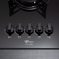 Cooktop 5 Bocas a Gás Fischer TC Fit Line com Tripla Chama Preto - Bivolt