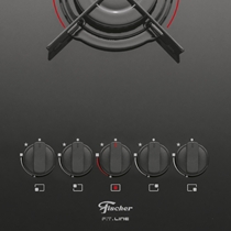 Cooktop 5 Bocas À Gás Fischer Fit Line com Mesa de Vidro e Acabamento Easy Clean Preto - Bivolt