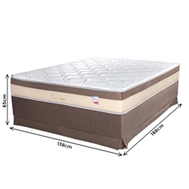 Cama Box Casal Cristalflex New Confort 138x188x65 com Saia e Molas Ensacadas - Marrom