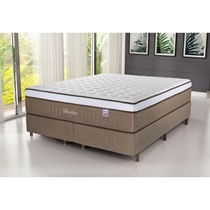 Cama Box Queen Cristalflex Barcelona 158x198x71cm Molas Ensacadas - Marrom/Branco