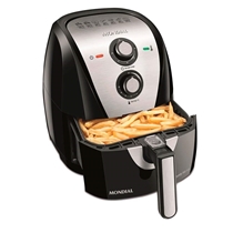 Fritadeira Sem Óleo Mondial Grand Family AF-55 I 5,5 Litros 1900W com Timer Temperatura Até 200°C Inox