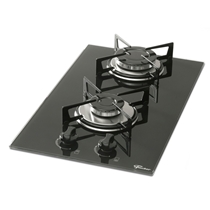 Cooktop 2 Bocas À Gás Fischer a Gás com Acendimento Superautomático e Mesa de Vidro Preto - Bivolt