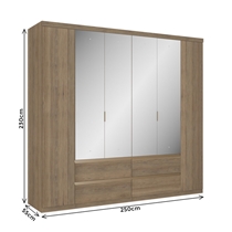 Guarda-Roupa Casal com Espelho 6 Portas 4 Gavetas THB Nobre Glass