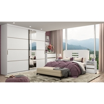 Guarda-Roupa Casal com Espelho 2 Portas 6 Gavetas THB Glamour Glass