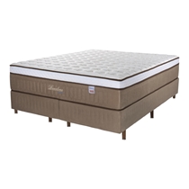 Cama Box King Cristalflex Suede Barcelona 193x203x71cm Molas Ensacadas - Bege/Branco