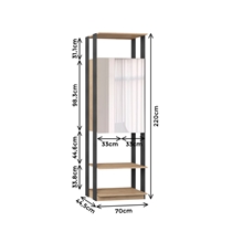 Closet com Espelho 2 Portas 3 Prateleiras 70cm Be Mobiliário Clothes