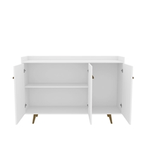 Aparador Buffet 135cm 3 Portas com Pés Palito Bechara Quartzo