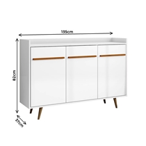 Aparador Buffet 135cm 3 Portas com Pés Palito Bechara Quartzo