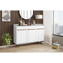 Aparador Buffet 135cm 3 Portas com Pés Palito Bechara Quartzo