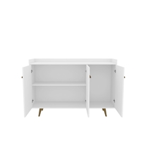 Aparador Buffet 135cm 3 Portas com Pés Palito Bechara Quartzo