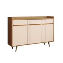 Aparador Buffet 135cm 3 Portas com Pés Palito Bechara Quartzo