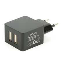 Carregador de Parede Leon AC06 com 2 Portas USB 12W - Preto