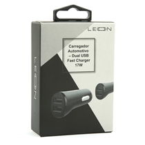 Carregador Veicular Leon AC-213C com 2 Portas USB 17W - Preto