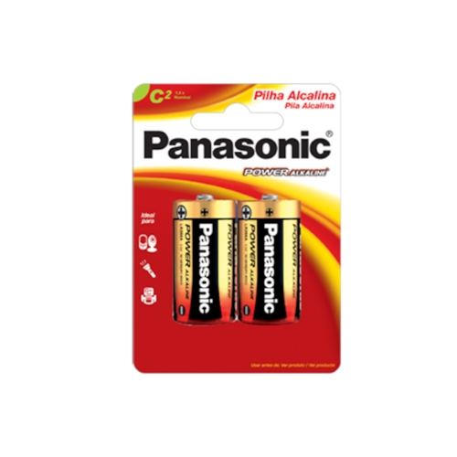 Pilha Alcalina C Panasonic LR14XAB/2B com 2 Unidades