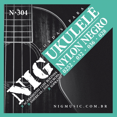 Encordoamento para Ukulele Soprano NIG N-304 Nylon Negro 0.252