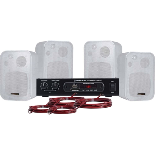 Kit Som Ambiente Hayonik Ambience 4000 400W Bluetooth USB Cartão SD e Rádio FM Branco - Bivolt