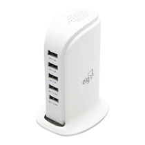 Carregador de Mesa Universal ELG TC5S com 5 USB - Branco