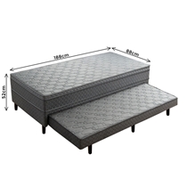 Cama Box Solteiro Umaflex Madri Plus 88x188x52cm com Cama Auxiliar - Jeans