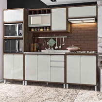 Cozinha Completa 11 Portas 2 Gavetas Indekes Stella – Noce/Off White