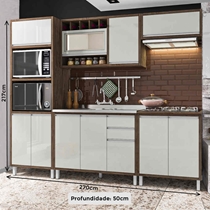 Cozinha Completa 11 Portas 2 Gavetas Indekes Stella – Noce/Off White