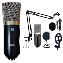 Kit Youtuber Microfone Condensador Custom Sound CSMC 6K P2 com Suporte Articulado e Acessórios - Preto