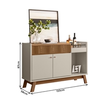 Buffet 2 Portas 1 Gaveta 1 Nicho 133cm Linea Brasil Lucca