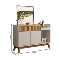 Buffet 2 Portas 1 Gaveta 1 Nicho 133cm Linea Brasil Lucca