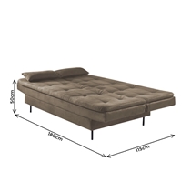 Sofá-Cama 3 Lugares 1,8m Veludo Denken Flip