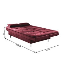 Sofá-Cama 3 Lugares 1,8m Veludo Denken Flip