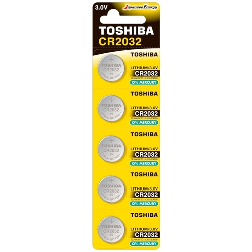 Pilha Moeda CR2032 Toshiba 3V Cartela Com 5 Unidades