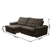Sofá 3 Lugares 2,3m Retrátil Reclinável Veludo Ferguile Batam