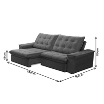 Sofá 3 Lugares 2,3m Retrátil Reclinável Veludo Ferguile Batam