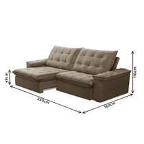 Sofá 3 Lugares 2,3m Retrátil Reclinável Veludo Ferguile Batam