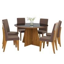 Conjunto Mesa de Jantar Dalila Y com Vidro e 6 Cadeiras Chronos Viero